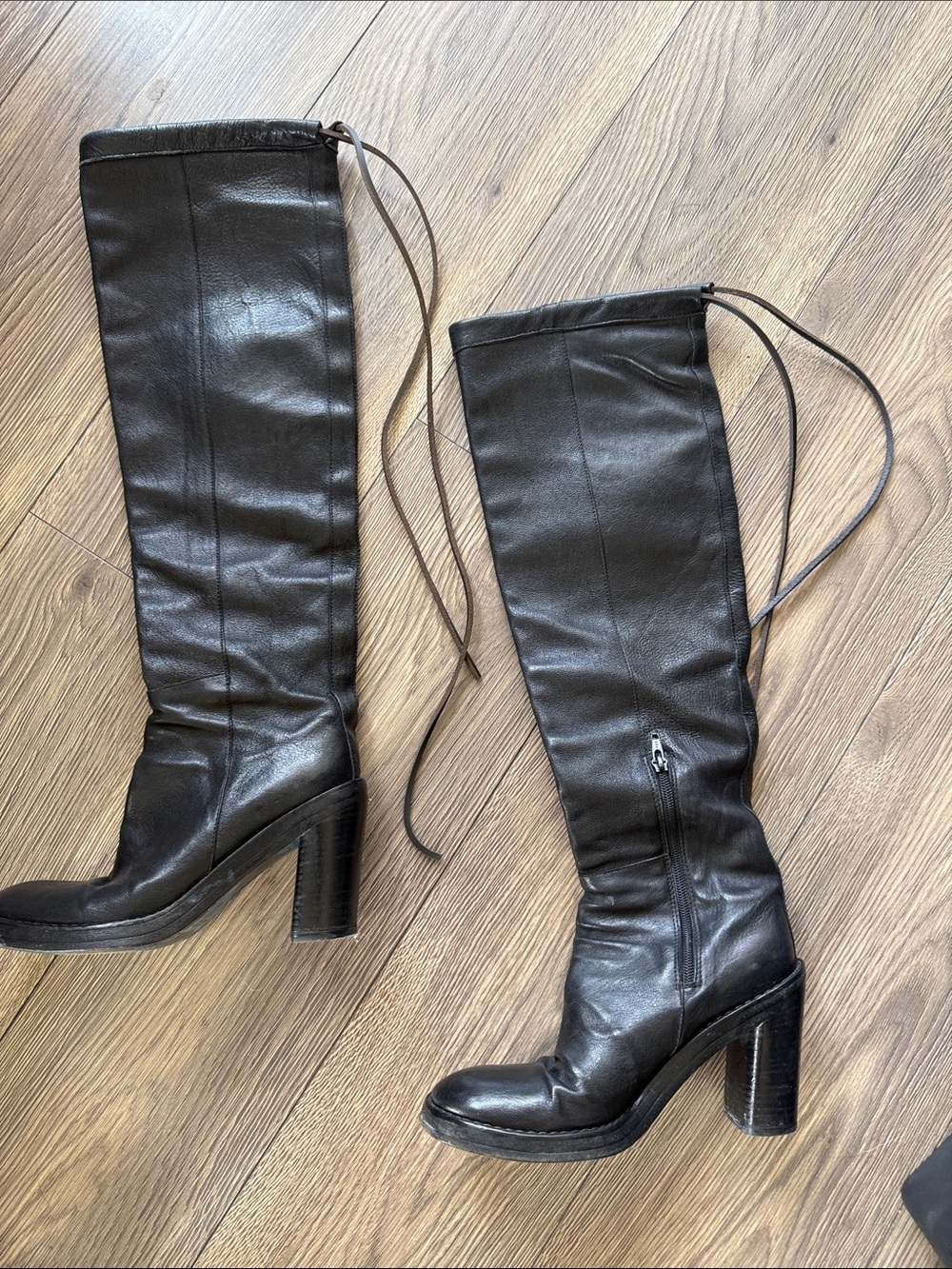 Ann Demeulemeester Black Leather Knee High Boots Archive Goth Avant Garde - Picture 4 of 16